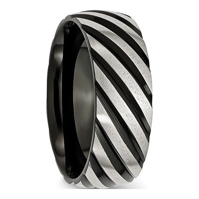 Black Stainless Steel 8mm Swirl Wedding Band – view 5