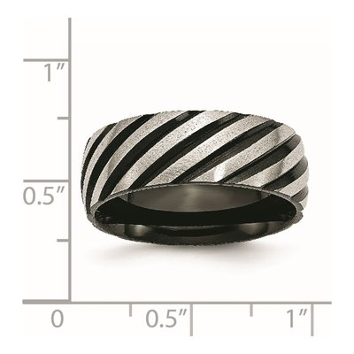 Black Stainless Steel 8mm Swirl Wedding Band – view 7