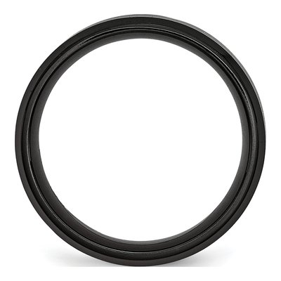 Black Stainless Steel 8mm Striped Wedding Band – view 3