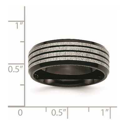 Black Stainless Steel 8mm Striped Wedding Band – view 7