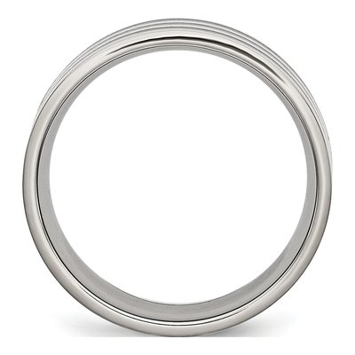 Black Stainless Steel 8mm Striped Wedding Band – view 3