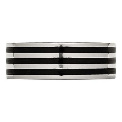 Black Stainless Steel 8mm Striped Wedding Band – view 4