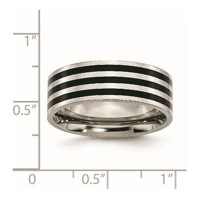 Black Stainless Steel 8mm Striped Wedding Band – view 7