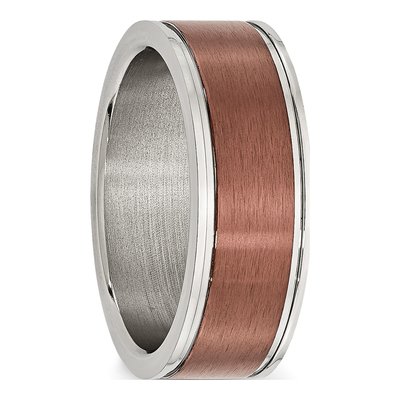 Stainless Steel 8mm Brown IP Wedding Band – view 6