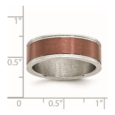 Stainless Steel 8mm Brown IP Wedding Band – view 8