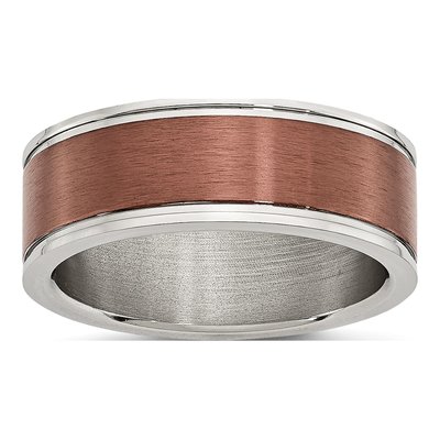 Stainless Steel 8mm Brown IP Wedding Band