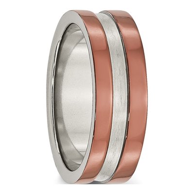 Men's Stainless Steel Brown IP Wedding Band, 8mm – view 5