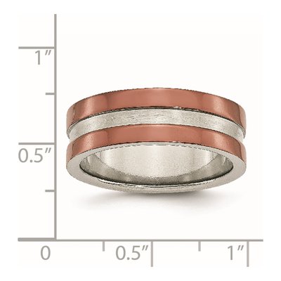 Men's Stainless Steel Brown IP Wedding Band, 8mm – view 7