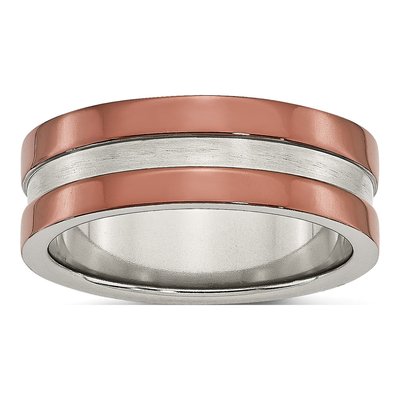 Stainless Steel 8mm Brown IP Wedding Band