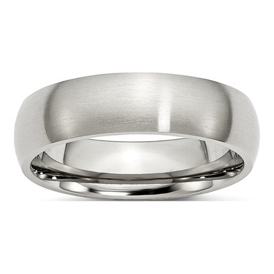 Stainless Steel 6mm Half Round Comfort-Fit Wedding Band