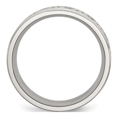 Stainless Steel 9mm Scroll Comfort-Fit Wedding Band – view 4