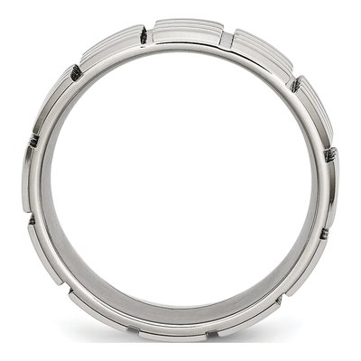 Stainless Steel 8mm Grooved Wedding Band – view 3