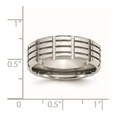 Stainless Steel 8mm Grooved Wedding Band – view 7