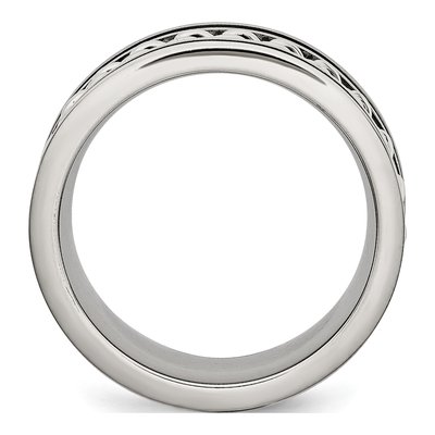 Black Stainless Steel 10mm Inlay Comfort-Fit Wedding Band – view 4