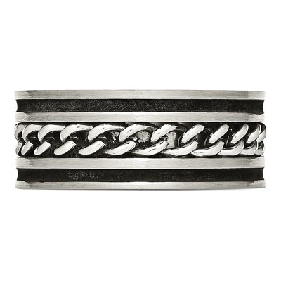 Black Stainless Steel 10mm Inlay Comfort-Fit Wedding Band – view 5