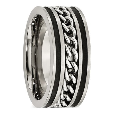 Black Stainless Steel 10mm Inlay Comfort-Fit Wedding Band – view 6