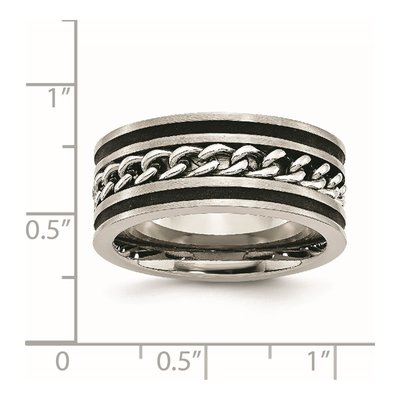 Black Stainless Steel 10mm Inlay Comfort-Fit Wedding Band – view 8