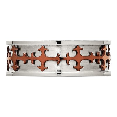 Men's Stainless Steel Brown IP Cross Ring – view 4