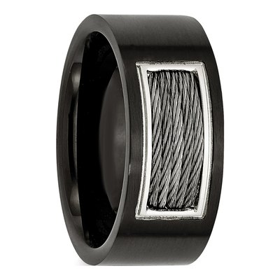 Black Stainless Steel 10mm Wedding Band – view 6