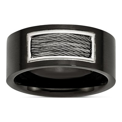Black Stainless Steel 10mm Wedding Band
