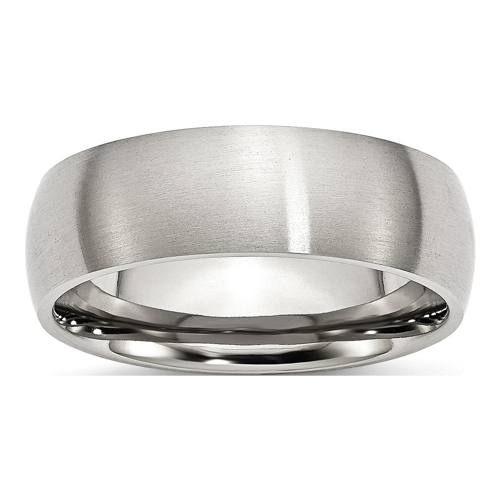 Men's Stainless Steel Brushed Wedding Band, 7mm