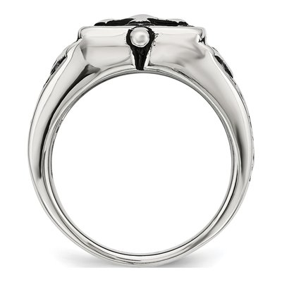 Men's Stainless Steel Antiqued Cross Ring – view 3