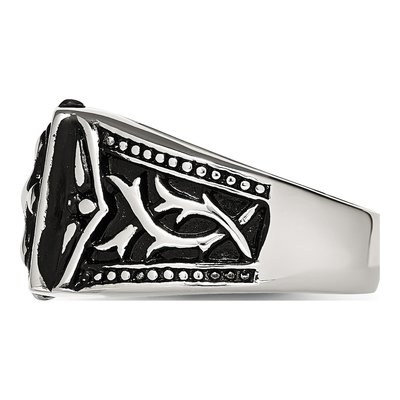 Men's Stainless Steel Antiqued Cross Ring – view 4