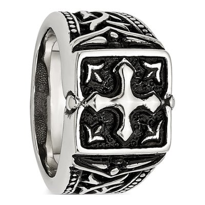 Men's Stainless Steel Antiqued Cross Ring – view 6