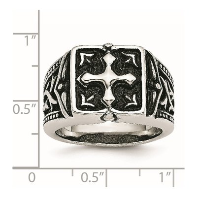 Men's Stainless Steel Antiqued Cross Ring – view 8