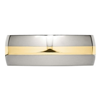 Stainless Steel & 14K Gold 8mm Inlay Comfort-Fit Wedding Band – view 6