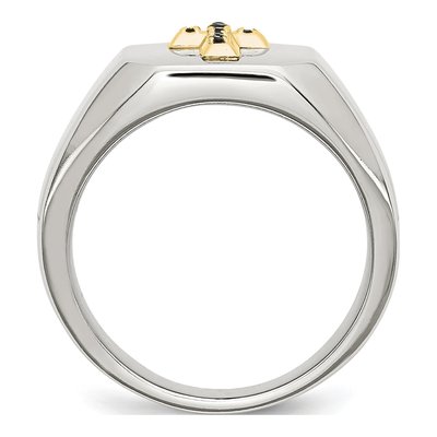 Stainless Steel Sapphire Cross Signet Ring – view 3