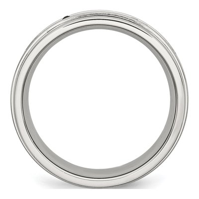 Stainless Steel 1/6 ct tw Diamond Wedding Band – view 4