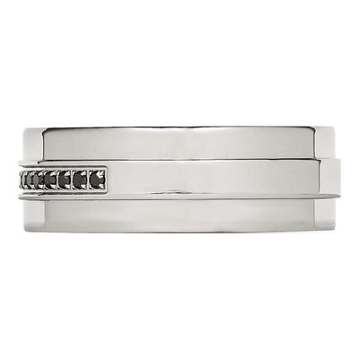 Stainless Steel 1/6 ct tw Diamond Wedding Band – view 5