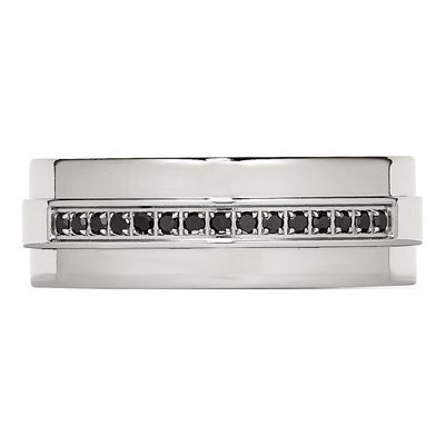 Stainless Steel 1/6 ct tw Diamond Wedding Band – view 6