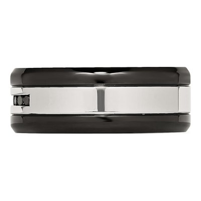 Black Stainless Steel 1/4 ct tw Diamond Wedding Band – view 5