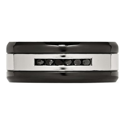 Black Stainless Steel 1/4 ct tw Diamond Wedding Band – view 6