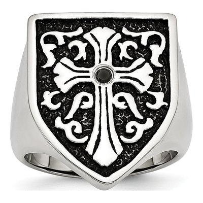 Men's Stainless Steel 1/20 ct tw Diamond Ring