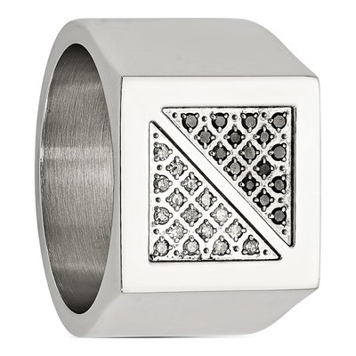 Men's Stainless Steel 1/4 ct tw Diamond Ring – view 6