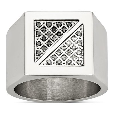 Men's Stainless Steel 1/4 ct tw Diamond Ring