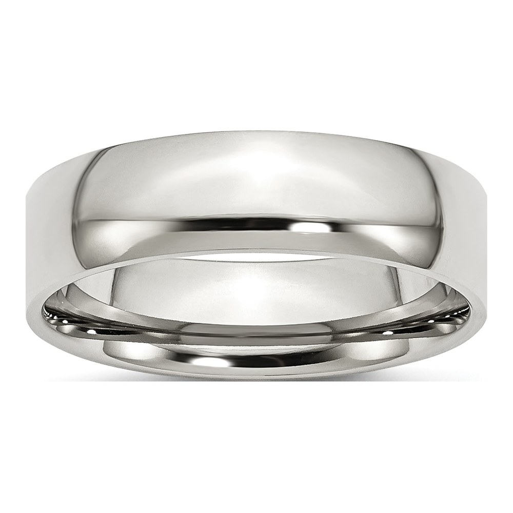 Stainless Steel 6mm Half Round Comfort-Fit Wedding Band