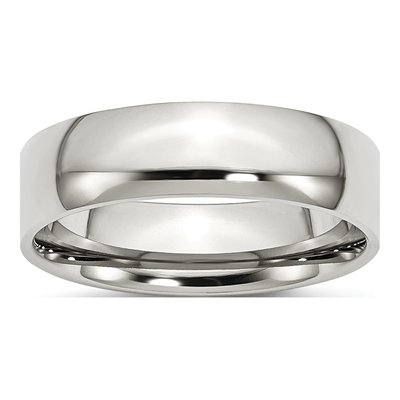Stainless Steel 6mm Half Round Comfort-Fit Wedding Band