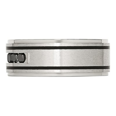 Black Stainless Steel 1/2 ct tw Diamond Wedding Band – view 5