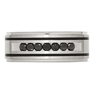 Black Stainless Steel 1/2 ct tw Diamond Wedding Band – view 6