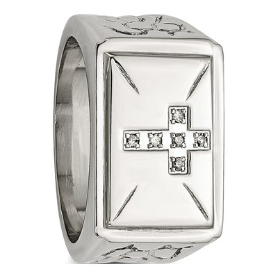 Men's Stainless Steel 1/15 ct tw Diamond Cross Ring – view 7