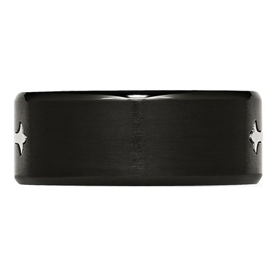 Black Stainless Steel 9mm Cross Wedding Band – view 5
