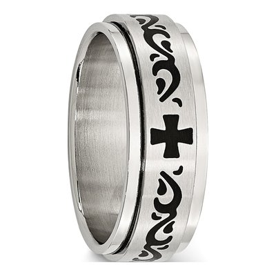 Stainless Steel 8mm Spinner Wedding Band – view 5