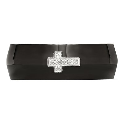 Black Stainless Steel Diamond Cross Ring – view 6