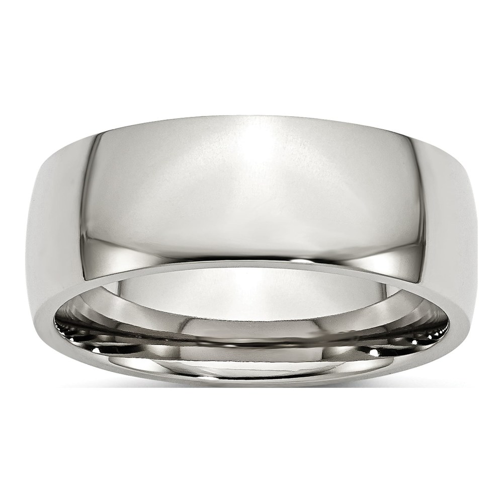 Stainless Steel 8mm Half Round Comfort-Fit Wedding Band