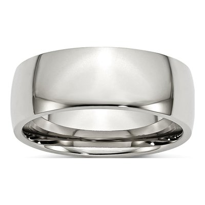 Stainless Steel 8mm Half Round Comfort-Fit Wedding Band