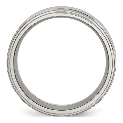 Stainless Steel 8mm Ridged Comfort-Fit Wedding Band – view 4